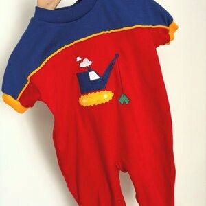 Carter's Red and Blue One Piece with Crane Design